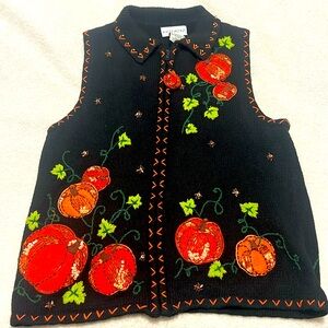 Pumpkin Vintage Zip-Up Vest